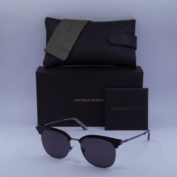 Bottega Veneta BV0253S 001 Square Sunglasses - Ruthenium Black \ Grey